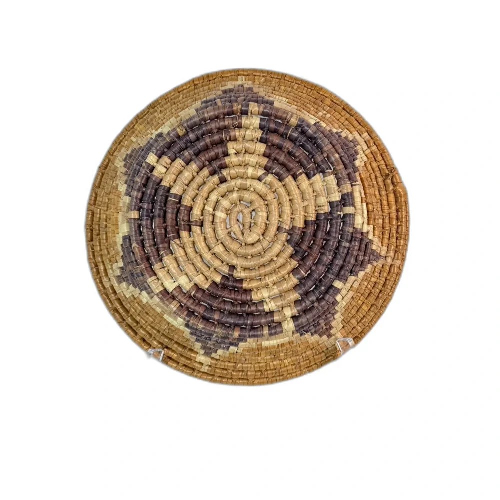 Antique Navajo Wedding Ceremonial Basket Hand Woven Brown Purple 13